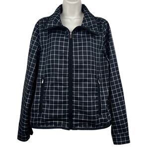 Lauren Ralph Lauren Active Jacket Lightweight Windbreaker Plaid Check Black Med